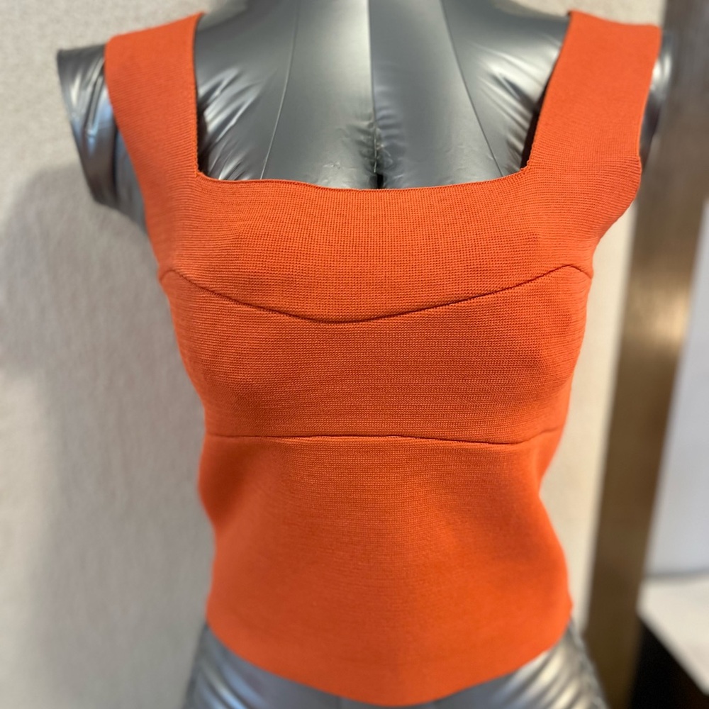 Listicle Square-Neck Knit Tank Top - Orange